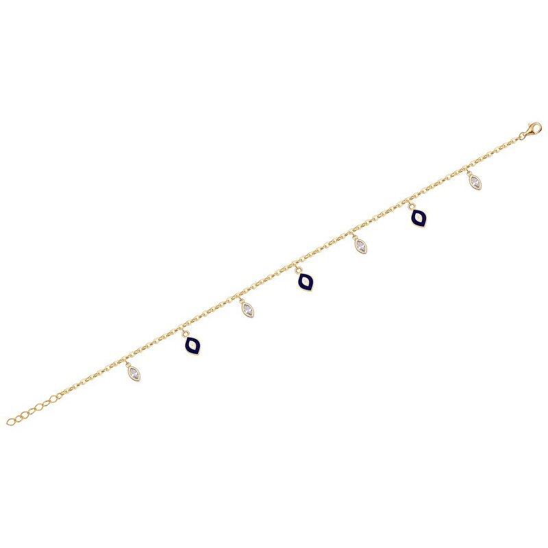 14 Ayar Sarı Altın Nazar Boncuklu Bileklik