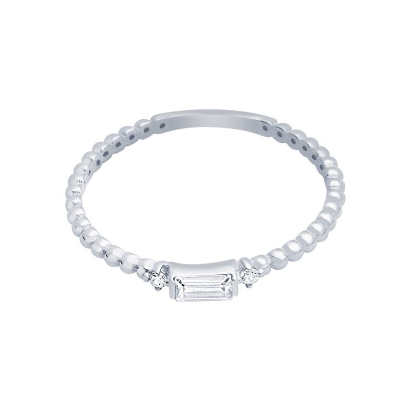 14 Ayar Beyaz Altın Baget Yüzük