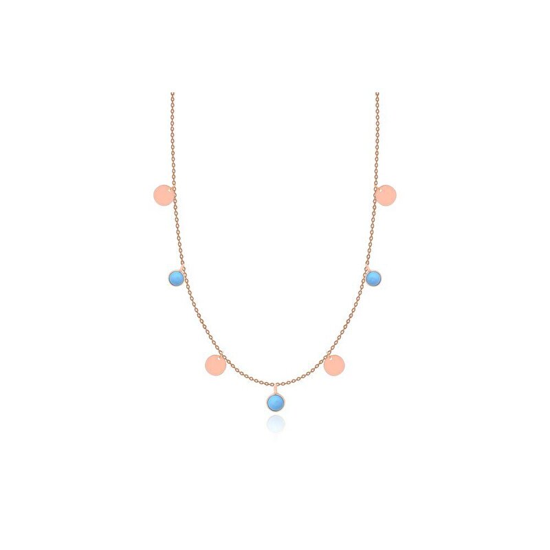 14 Ayar Rose Altın Firuze Taşlı Kolye
