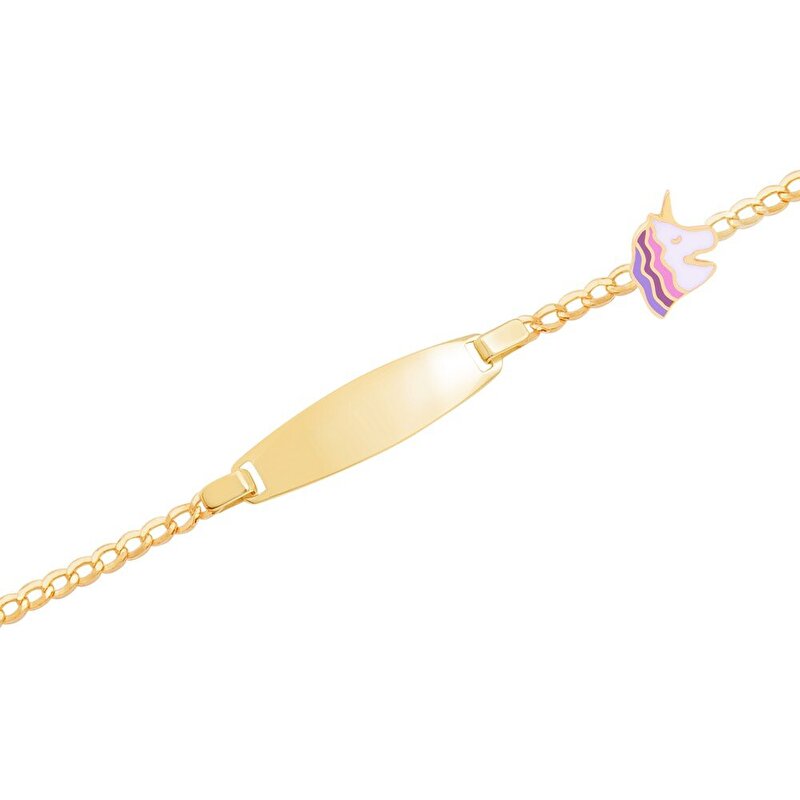 14 Ayar Sarı Altın Künye Bileklik