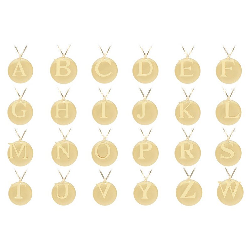 14 Ayar C Harf Plaka Kolye