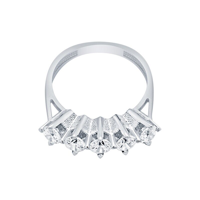 14 Ayar Beyaz Altın Beştaş Yüzük