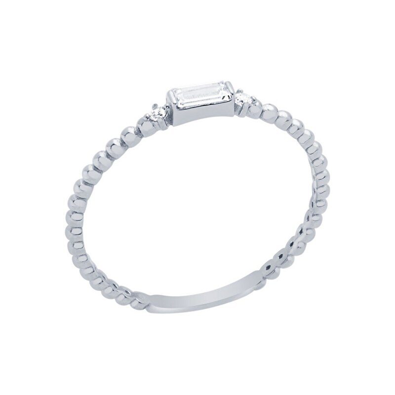 14 Ayar Beyaz Altın Baget Yüzük