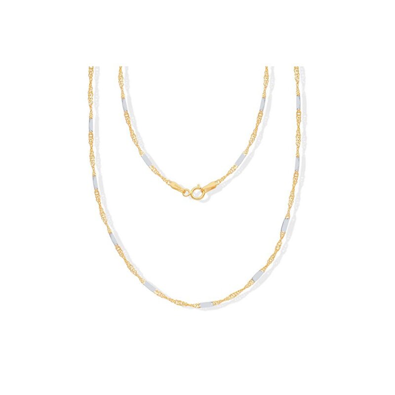 14 Ayar Sarı-Beyaz Altın Trend Zincir