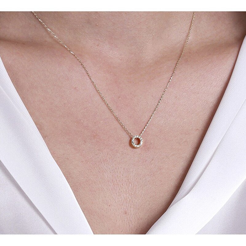 14 Ayar Sarı Altın O Harf Kolye