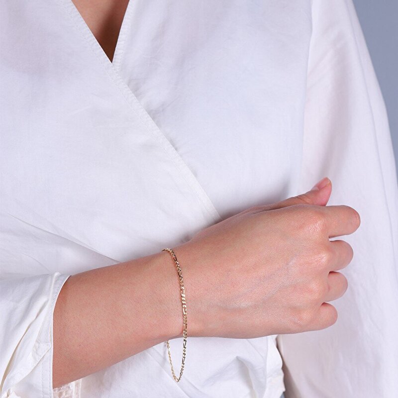 14 Ayar Sarı Altın Trend Zincir Bileklik