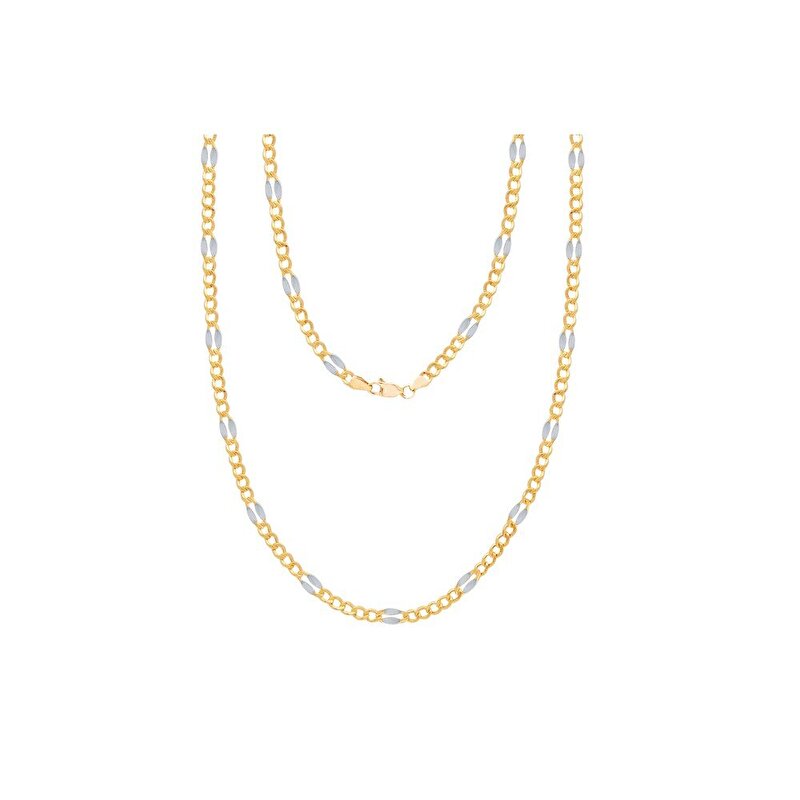 14 Ayar Sarı-Beyaz Altın Erkek Zincir