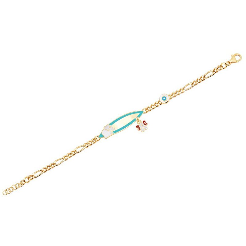 14 Ayar Sarı Altın Künye Bileklik