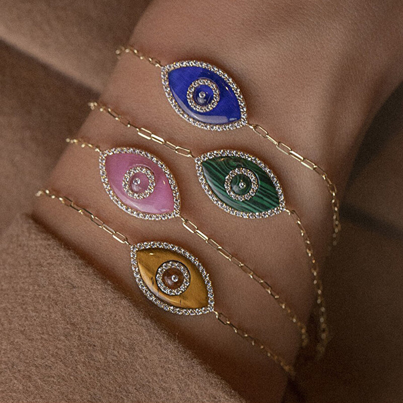 14 Ayar Sarı Altın Nazar Boncuklu Bileklik