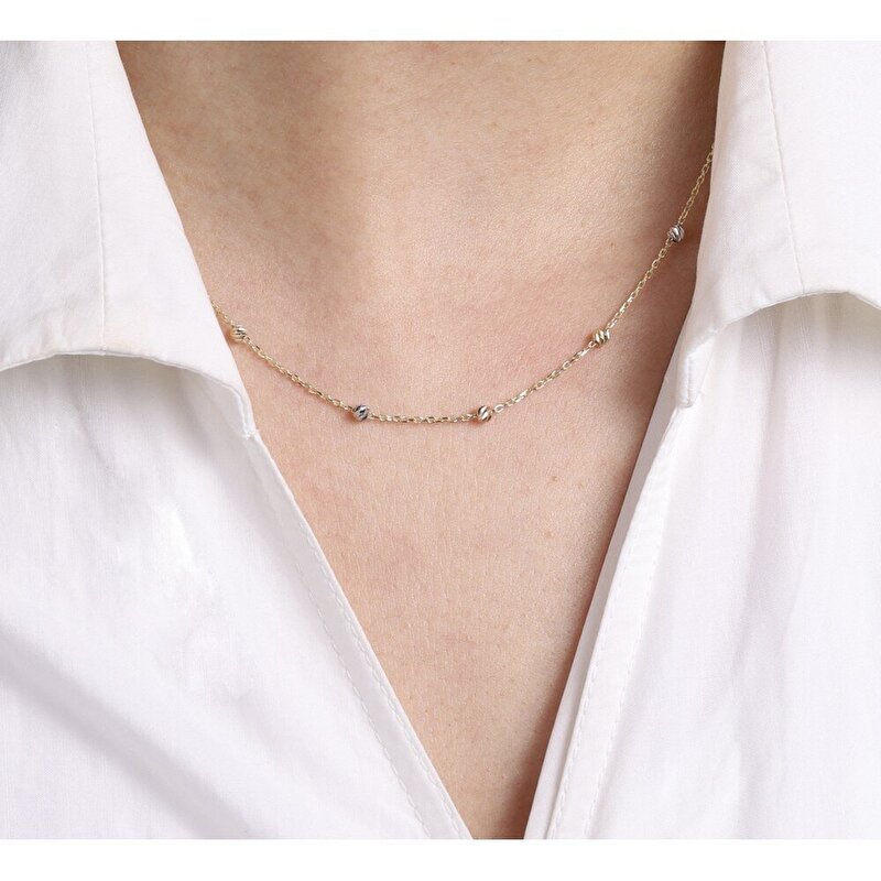 14 Ayar 3 Renkli Altın Dorika Zincir Kolye