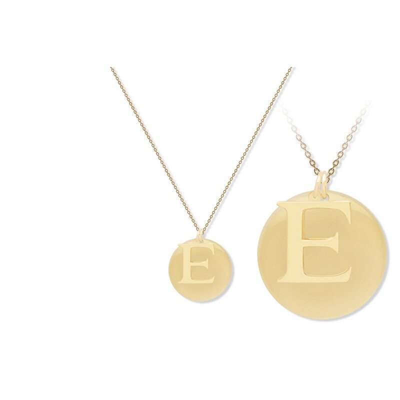 14 Ayar E Harf Plaka Kolye