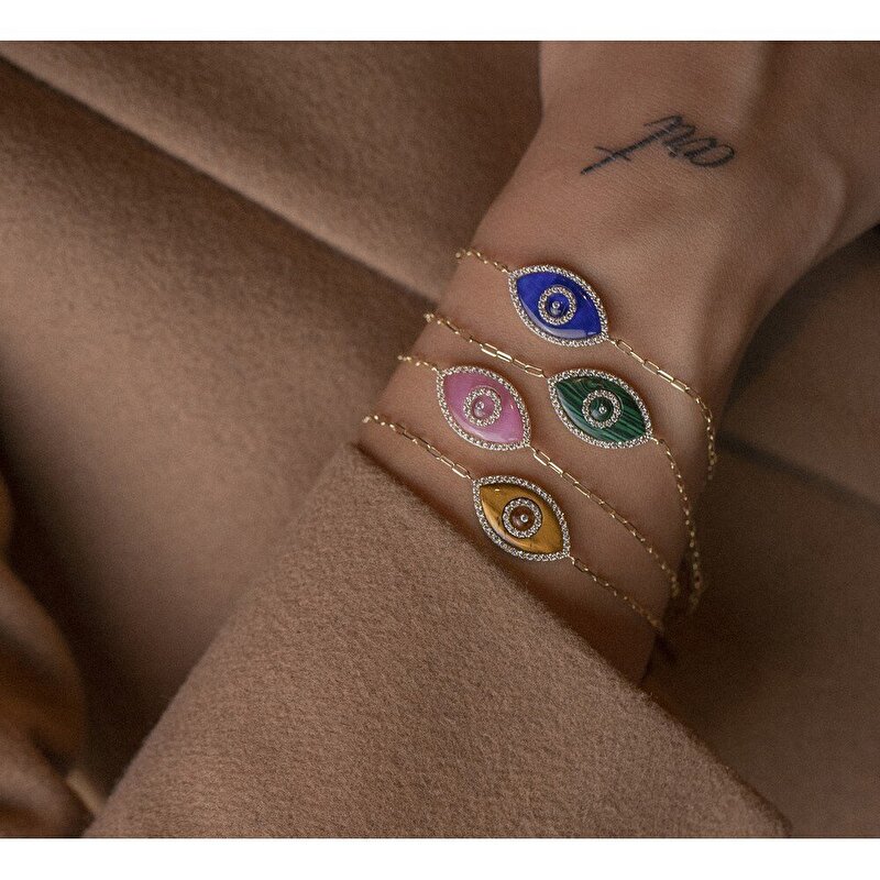 14 Ayar Sarı Altın Nazar Boncuklu Bileklik