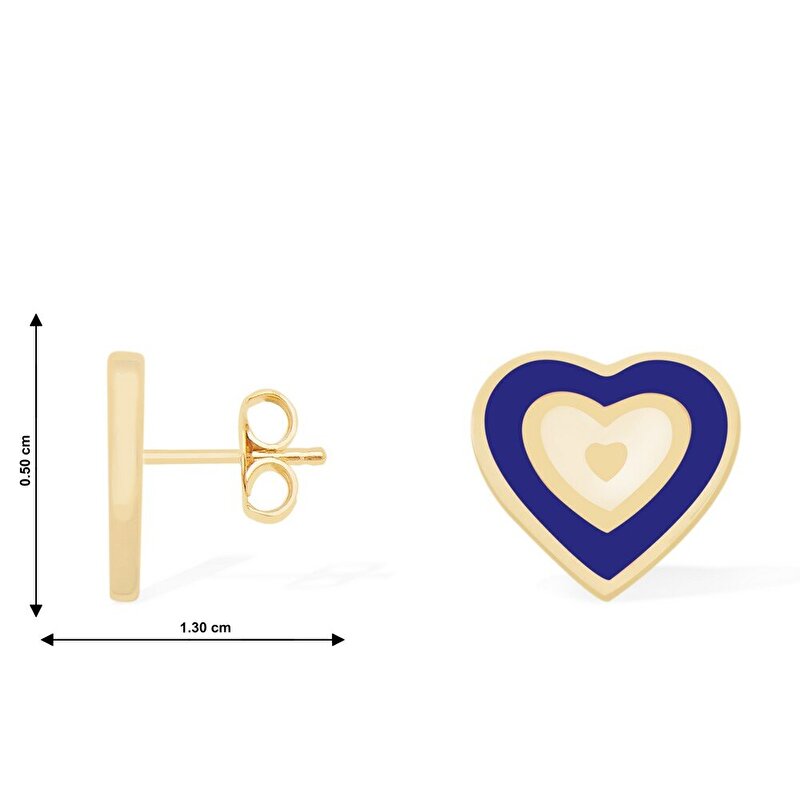 14 Ayar Sarı Altın Kalp Figürlü Küpe