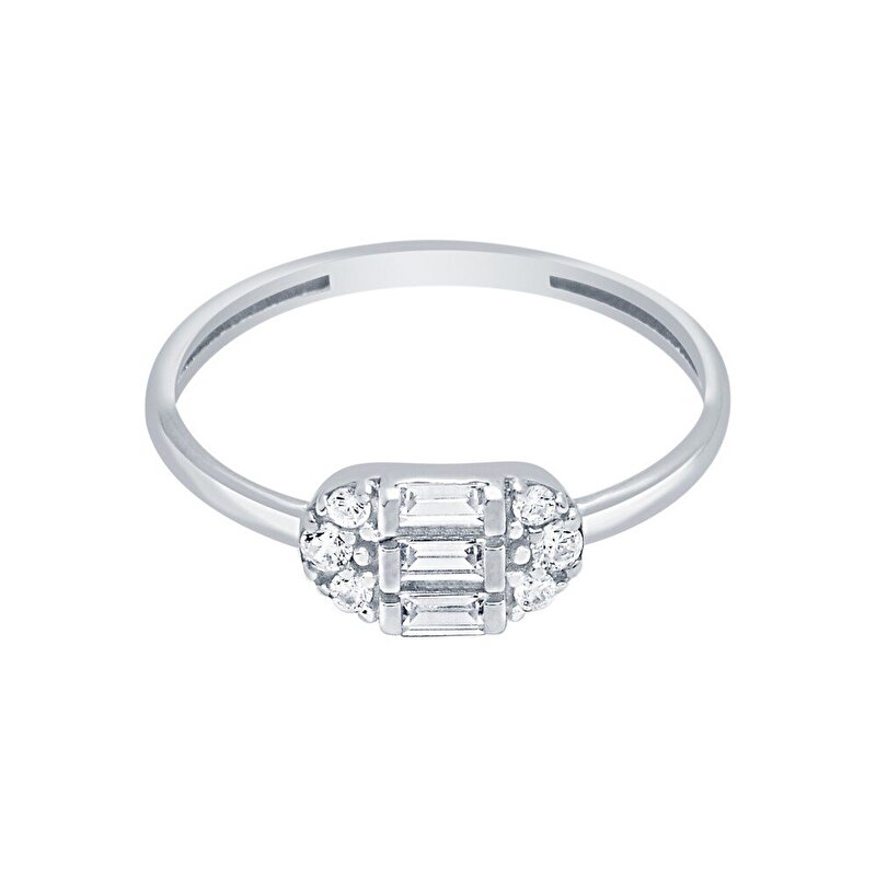 14 Ayar Beyaz Altın Baget Yüzük