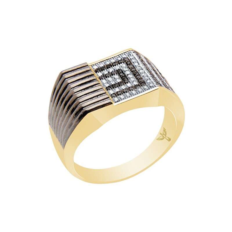 14 Ayar Sarı-Beyaz Altın Erkek Yüzük