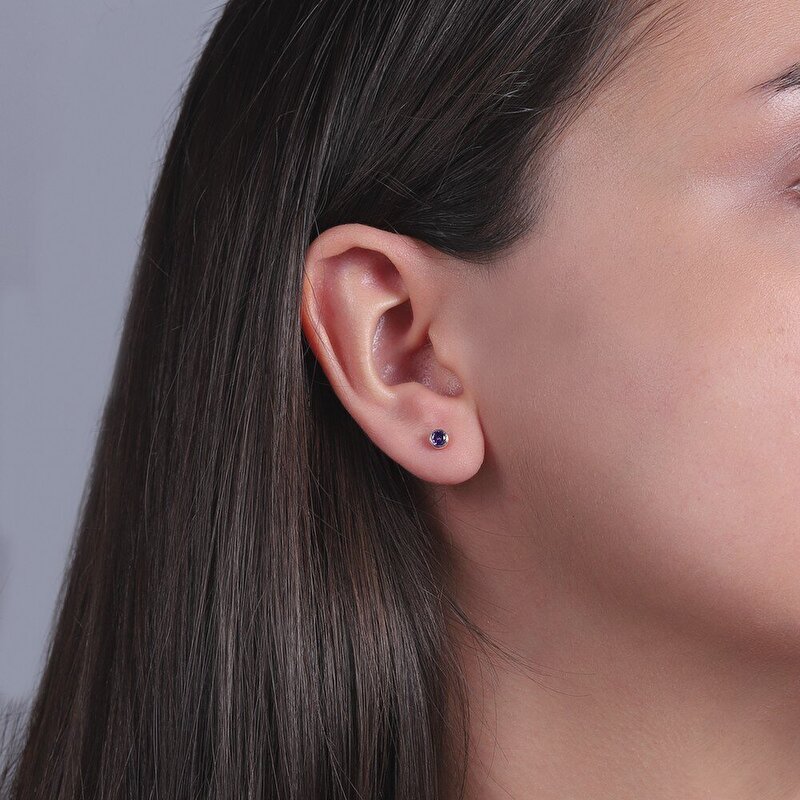 14 Ayar Sarı Altın Şubat Doğum Taşı Küpe