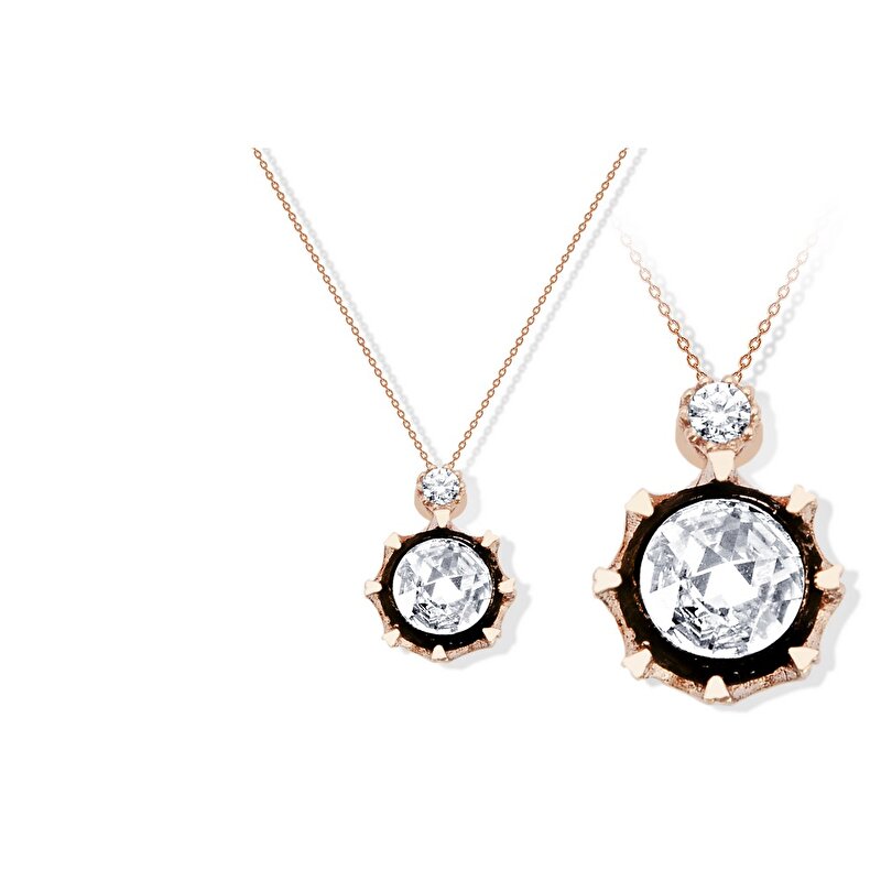 8 Ayar Rose Altın Elmas Görünümlü Kolye