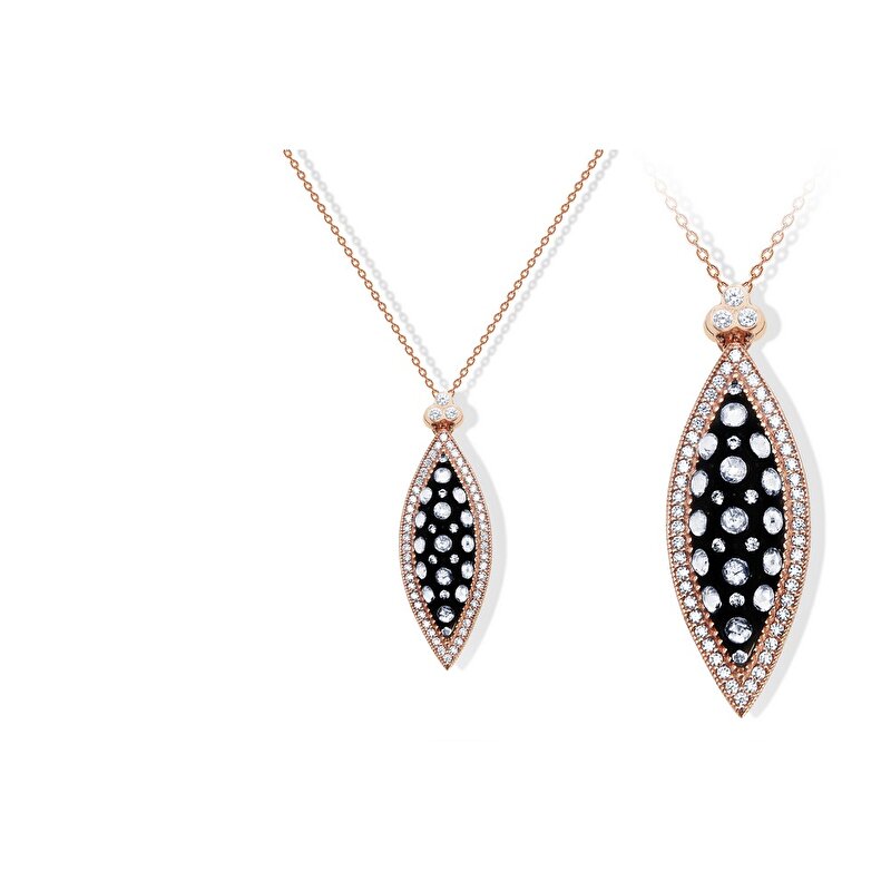 8 Ayar Rose Altın Elmas Görünümlü Kolye