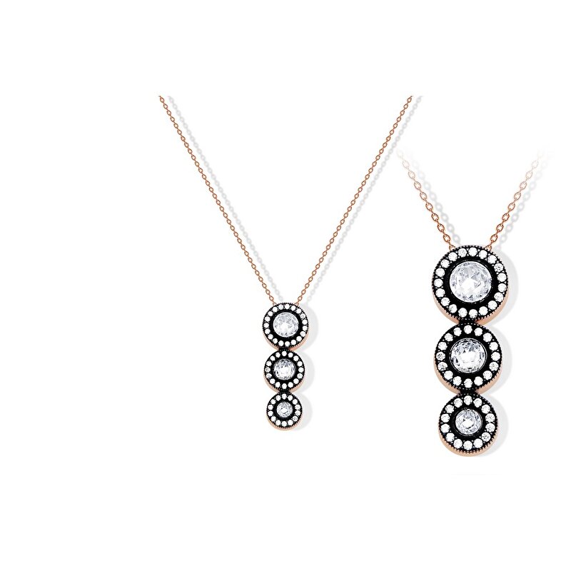 8 Ayar Rose Altın Elmas Görünümlü Kolye