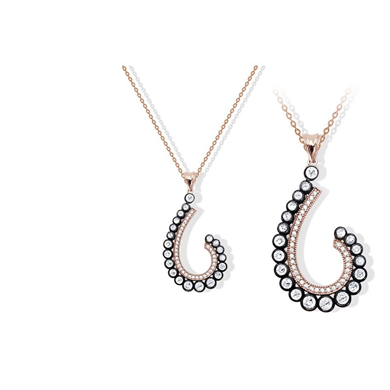 8 Ayar Rose Altın Elmas Görünümlü Kolye