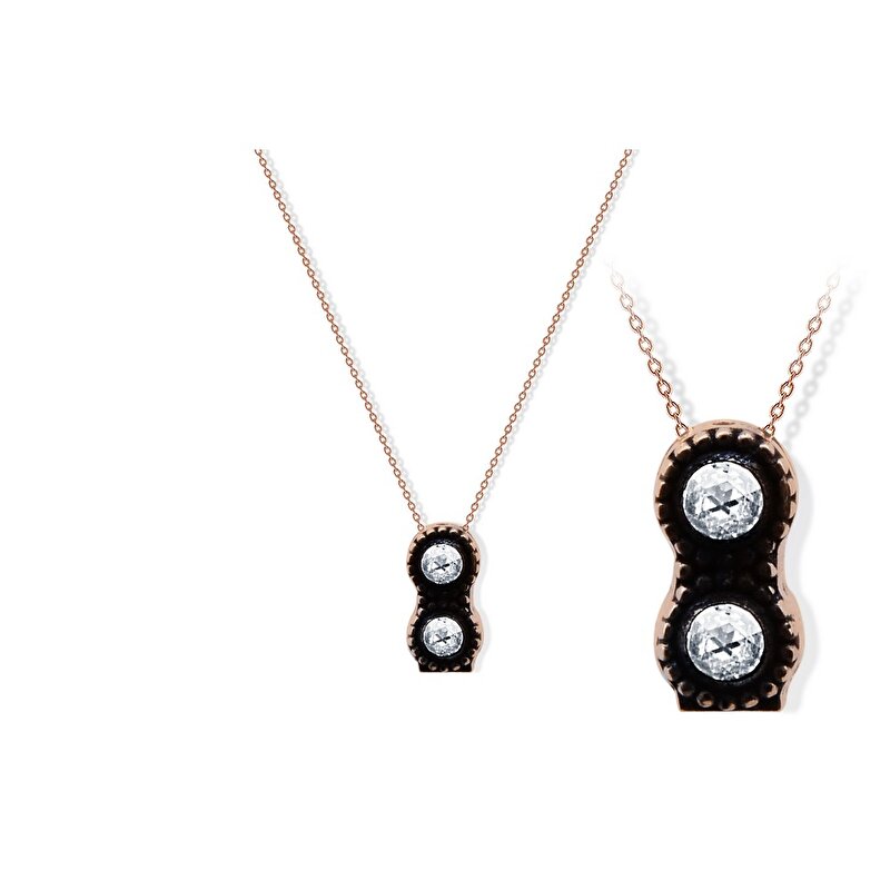 8 Ayar Rose Altın Elmas Görünümlü Kolye