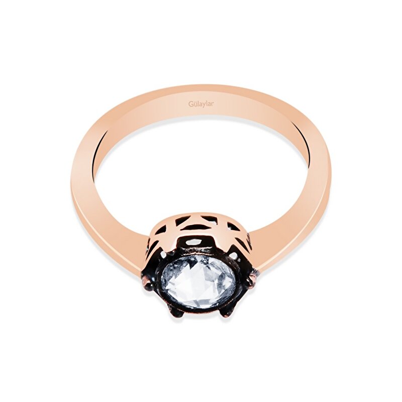 8 Ayar Rose Altın Elmas Görünümlü Yüzük