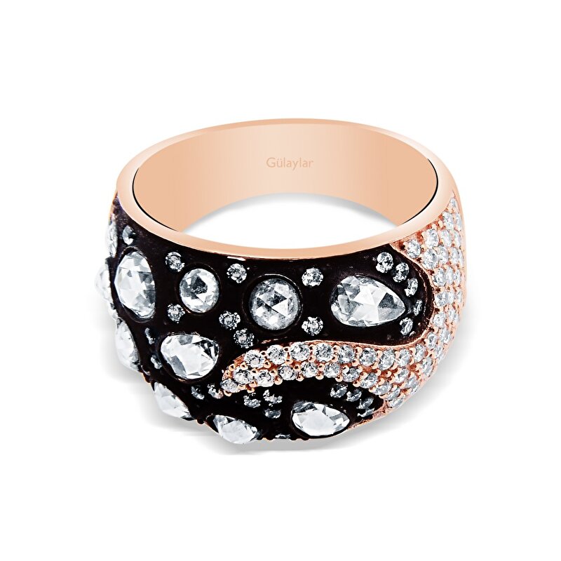 8 Ayar Rose Altın Elmas Görünümlü Yüzük