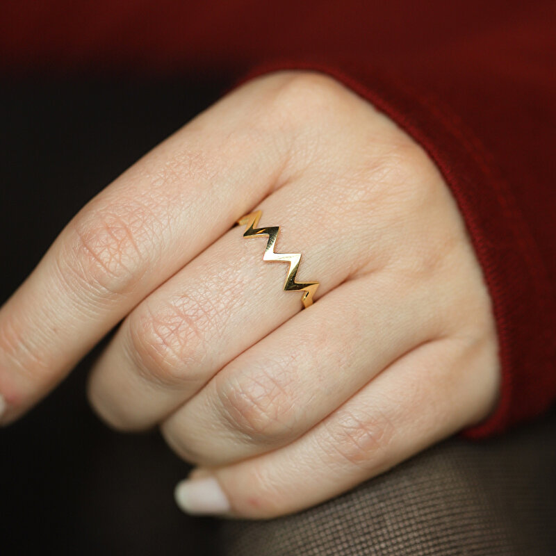 8 Ayar Sarı Altın Zigzak Yüzük