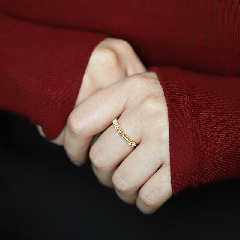 8 Ayar Sarı Altın Taşlı Yüzük