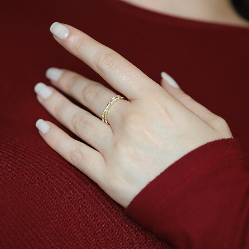 8 Ayar Sarı Altın Taşlı Yüzük