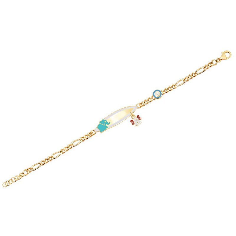 14 Ayar Sarı Altın Künye Bileklik