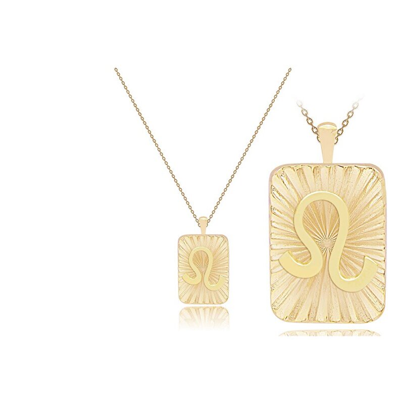 14 Ayar Aslan Burç Plaka Kolye