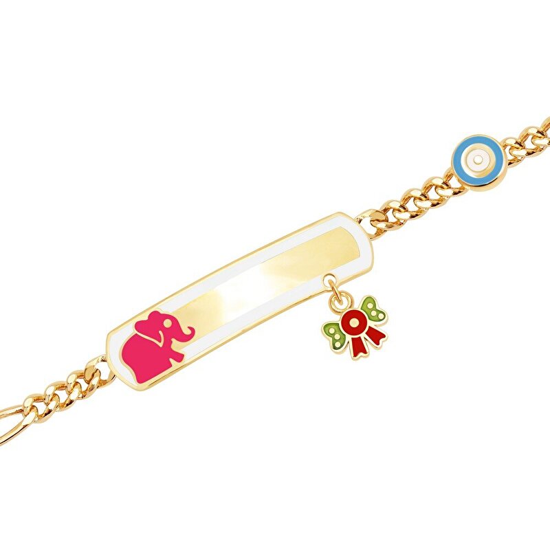 14 Ayar Sarı Altın Künye Bileklik