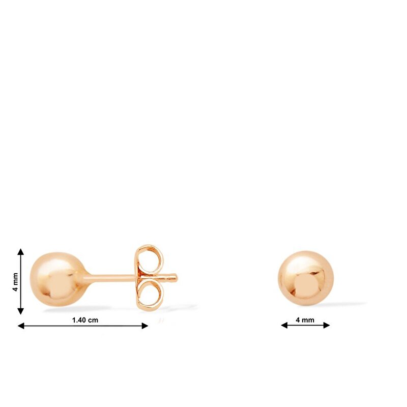 14 Ayar Rose Altın Top Küpe