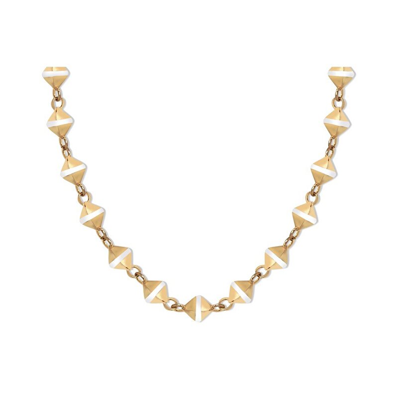 14 Ayar Sarı Altın Beyaz Mineli Trend Zincir