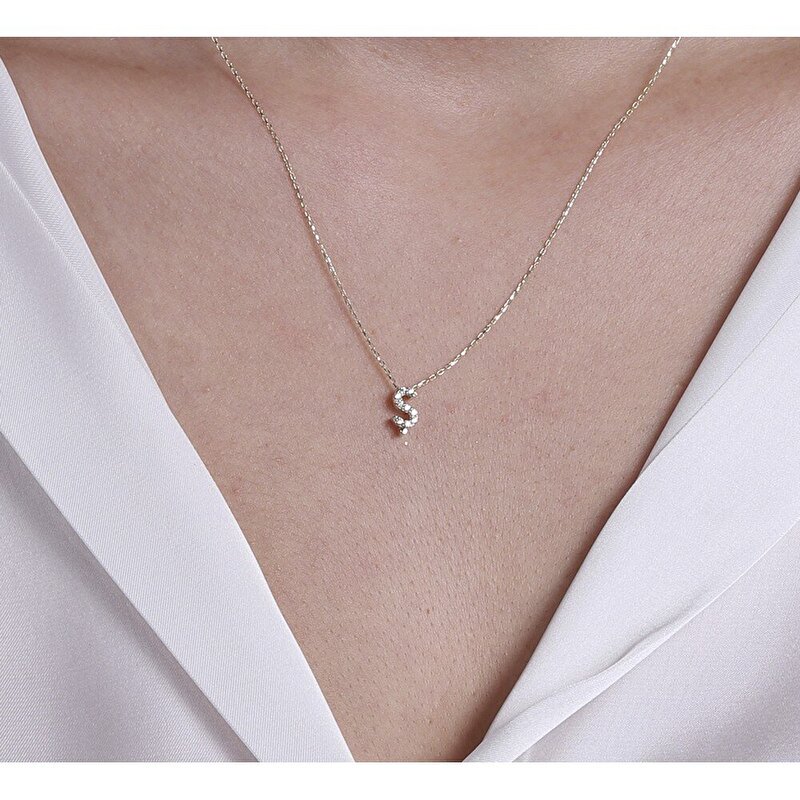 14 Ayar Sarı Altın Ş Harf Kolye