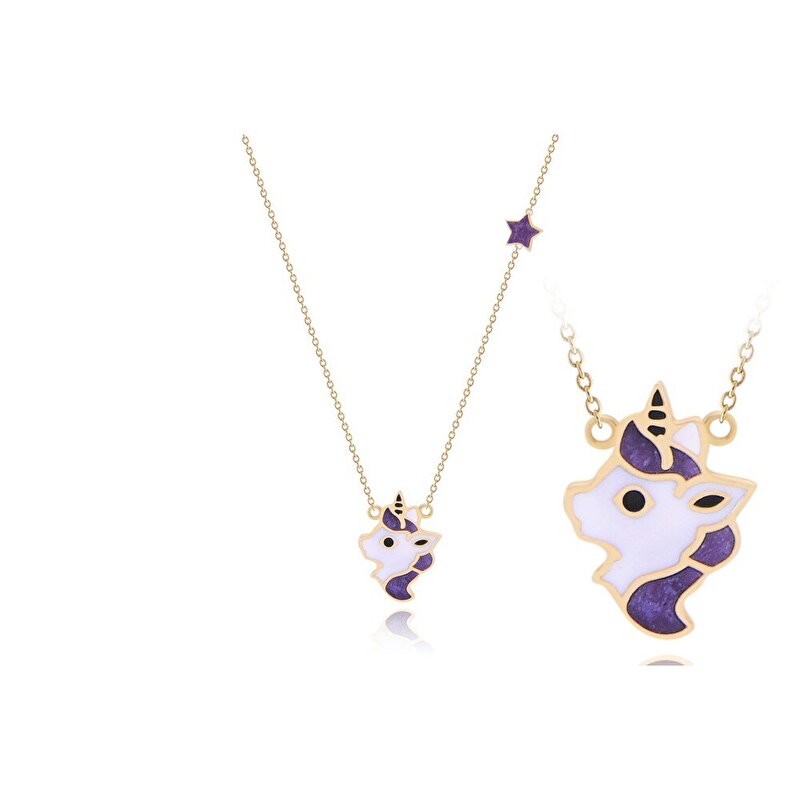 14 Ayar Sarı Altın Unicorn Kolye