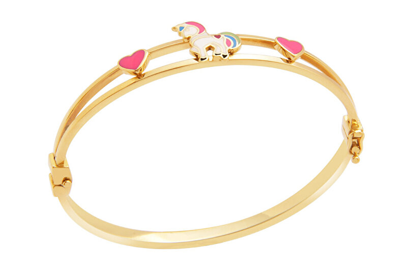 14 Ayar Sarı Altın Unicorn Çocuk Bilezik