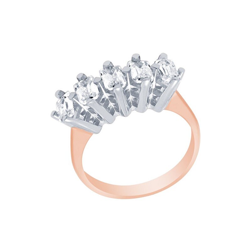 14 Ayar Rose-Beyaz Altın Beştaş Yüzük