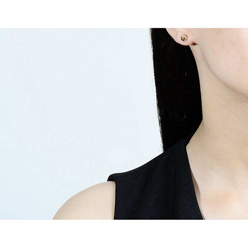 14 Ayar Sarı Altın Top Küpe