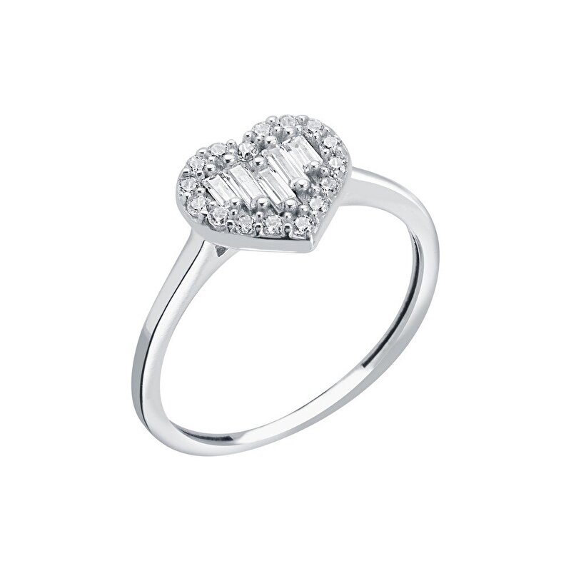 8 Ayar Beyaz Altın Baget Yüzük