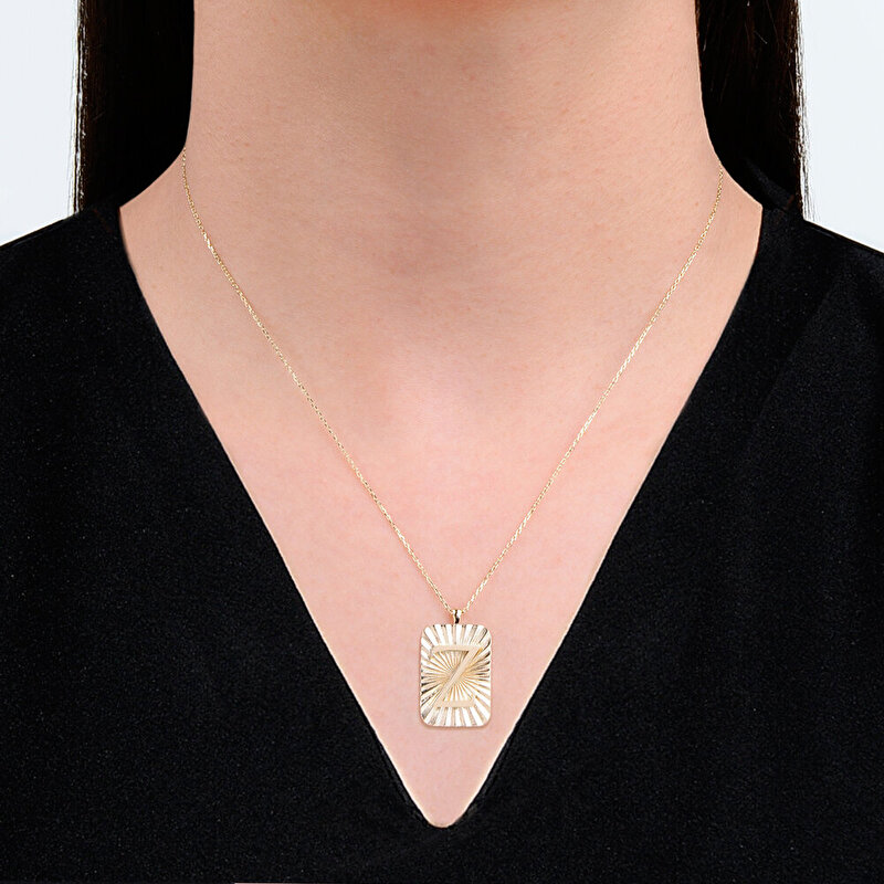 14 Ayar Z Harf Plaka Kolye