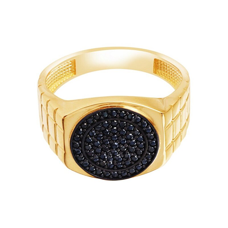 14 Ayar Sarı-Siyah Altın Erkek Yüzük