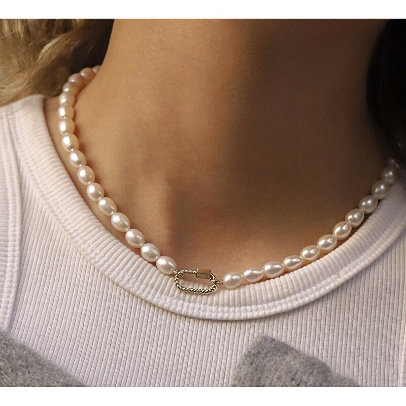 14 Ayar Sarı Altın İnci Gerdanlık