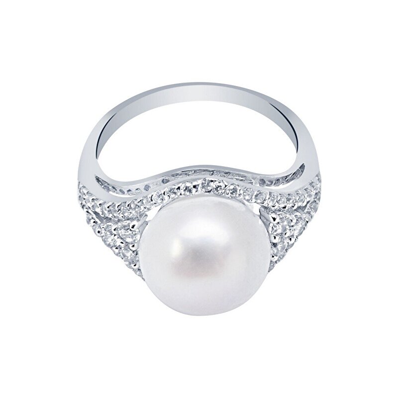 14 Ayar Beyaz Altın İnci Yüzük