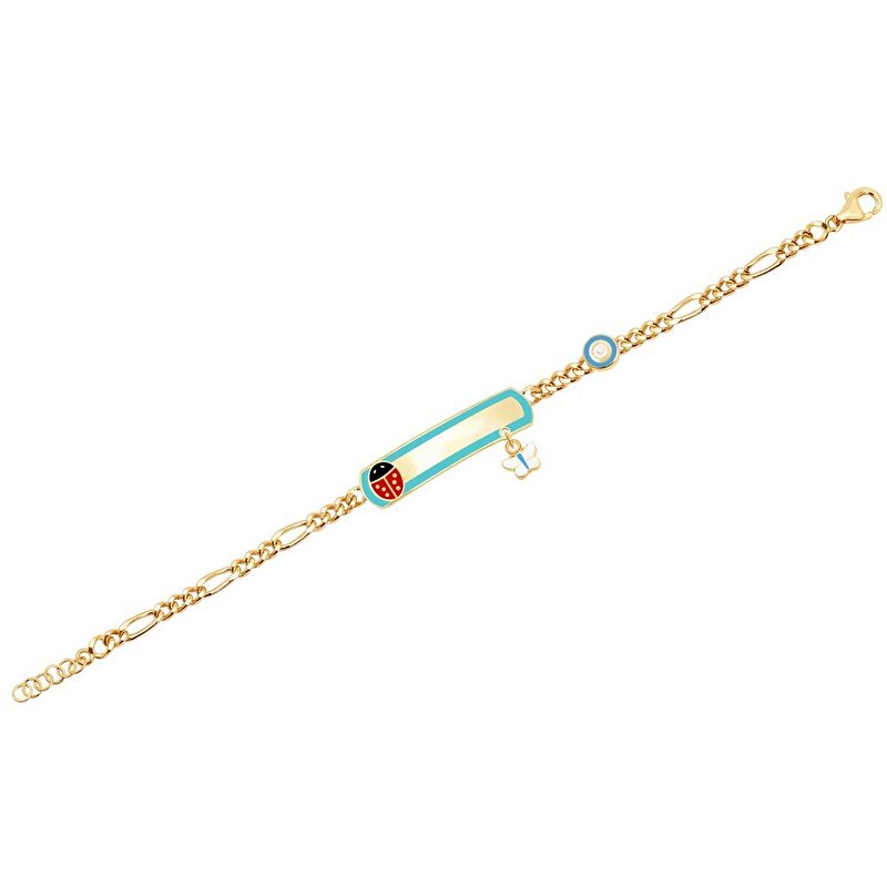 14 Ayar Sarı Altın Künye Bileklik