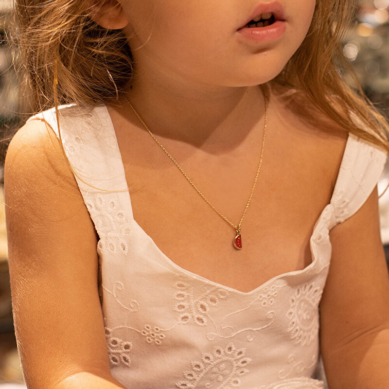 14 Ayar Sarı Altın Karpuz Figürlü Kolye