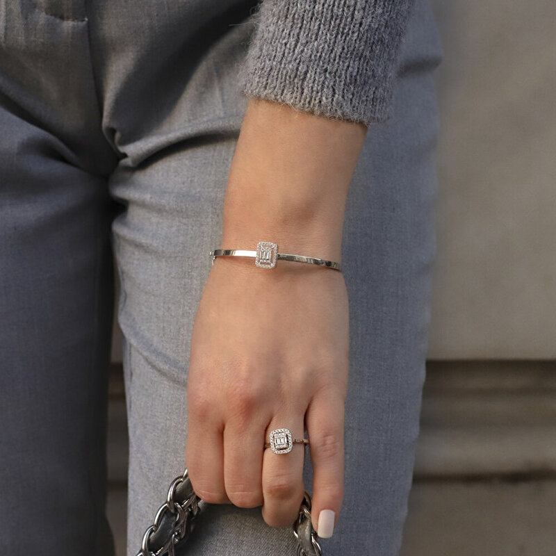 14 Ayar Beyaz Altın Baget Bilezik