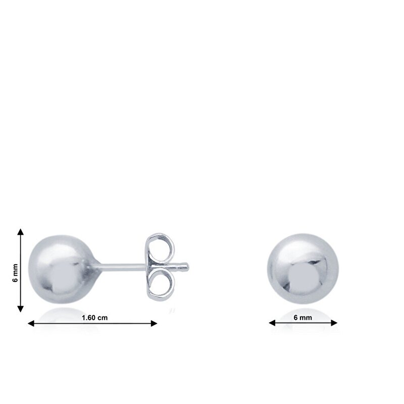 14 Ayar Beyaz Altın Top Küpe