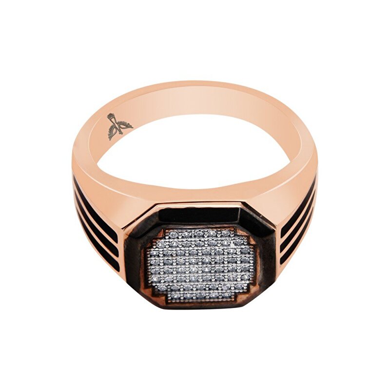 14 Ayar Rose-Siyah Altın Erkek Yüzük